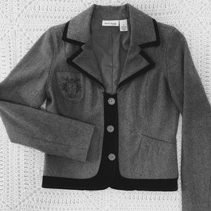 DKNY Jeans Wool Blazer with Black Velvet Accents
